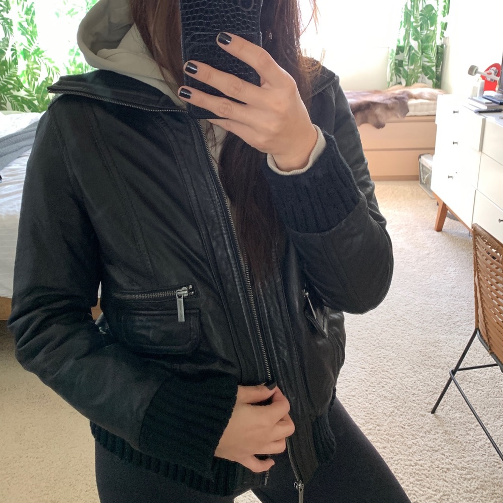 MICHAEL by MICHAEL KORS Leather Bomber Jacket, L